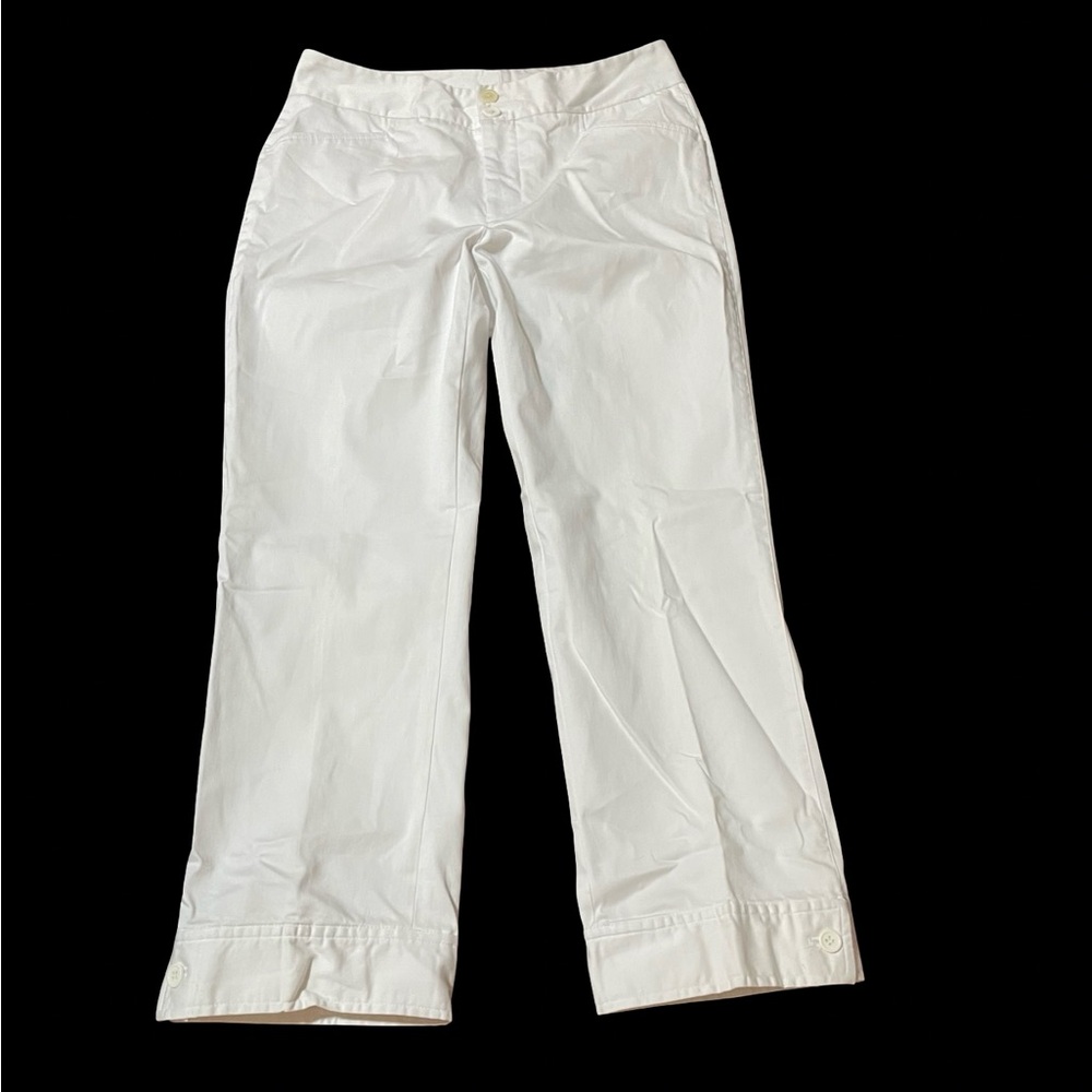 Nygard Collection White Capri pant cropped peddle pusher 6 cuffed cotton spandex - Picture 3 of 12